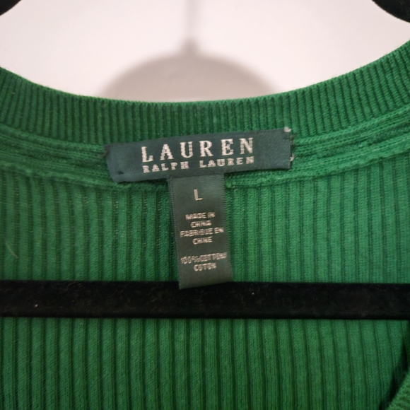 Ralph Lauren Green V‑Neck Ribbed Sweater - Picture 3 of 4